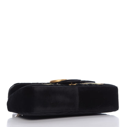 Gucci Velvet Matelasse Loved Embroidered Medium GG Marmont Shoulder Bag Black 4 of 9