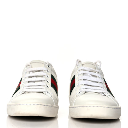 Gucci Calfskin Ayers Bee Embroidered Womens Ace Sneakers 35 White Green 2 of 19