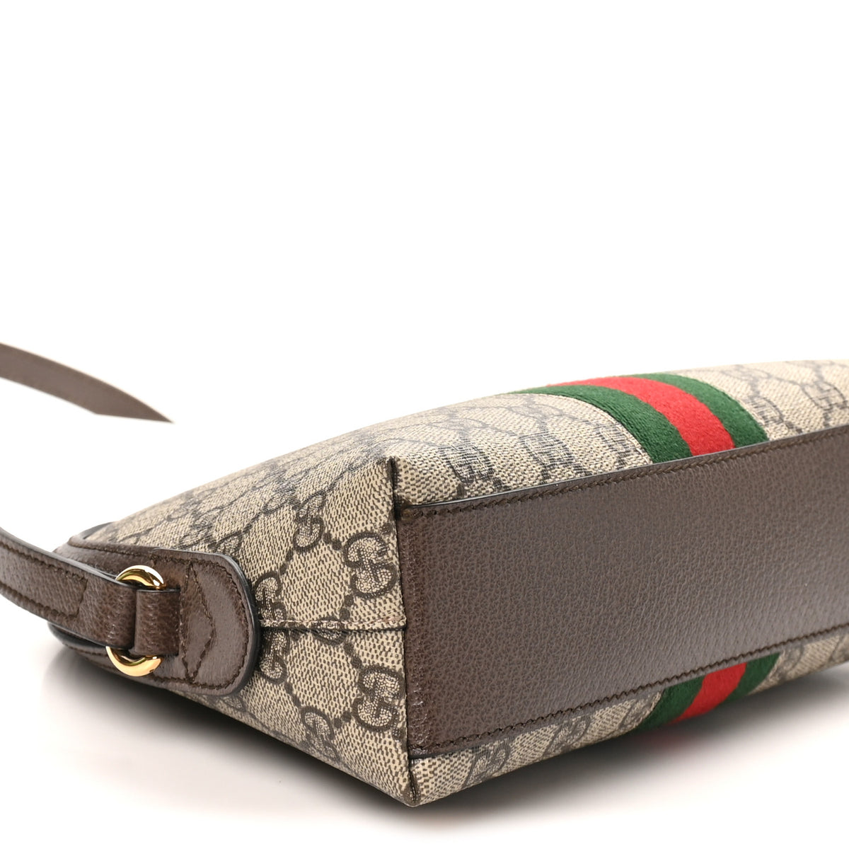 Gucci GG Supreme Monogram Textured Dollar Calfskin Web Small Ophidia Dome Shoulder Bag Beige Ebony New Acero 8 of 9