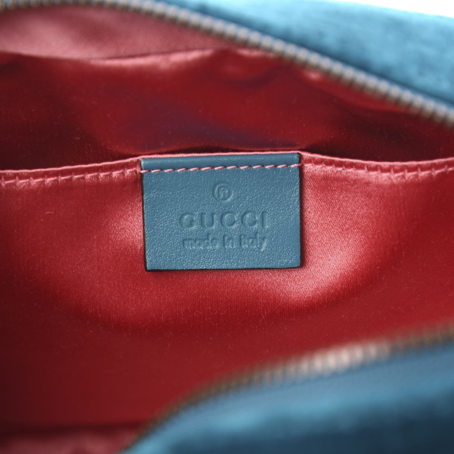 Gucci Velvet Matelasse Small GG Marmont Chain Shoulder Bag Pavone Cyan 5 of 9