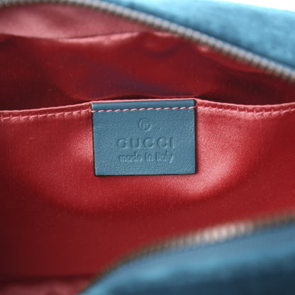 Gucci Velvet Matelasse Small GG Marmont Chain Shoulder Bag Pavone Cyan 5 of 9