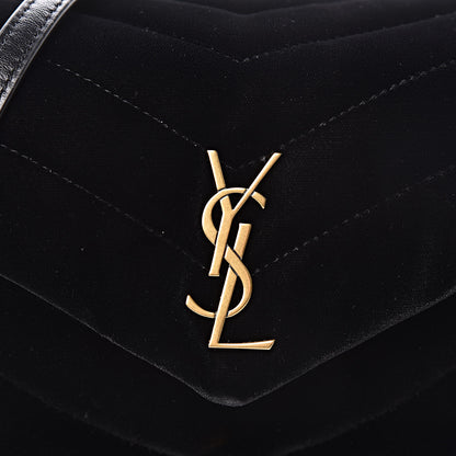Saint Laurent Velvet Y Quilted Monogram Toy Loulou Chain Satchel French Black 12 of 13