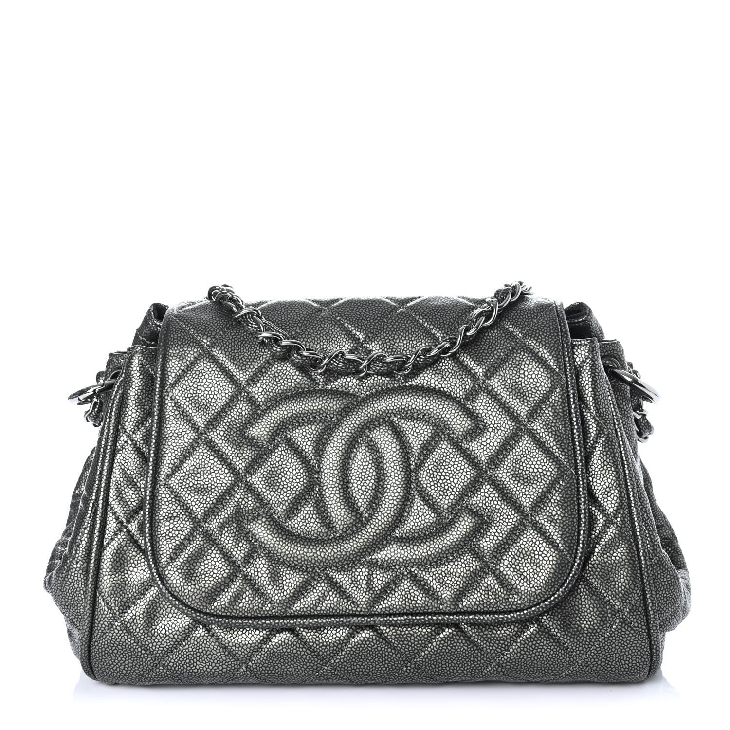 Chanel Metallic Caviar Quilted Timeless Accordion Flap Dark Silver 1 of 4