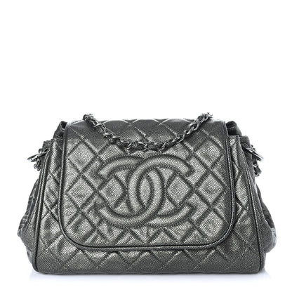 Chanel Metallic Caviar Quilted Timeless Accordion Flap Dark Silver 1 of 4