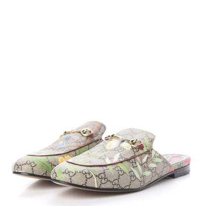 Gucci GG Supreme Monogram Tian Womens Princetown Slippers 42 Beige Ebony Multicolor 2 of 11