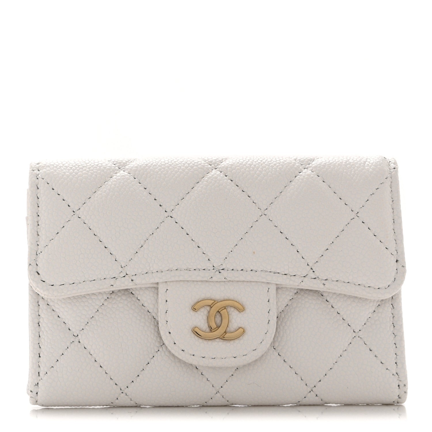 Chanel Caviar Quilted Flap Card Holder Wallet White 1 of 11
