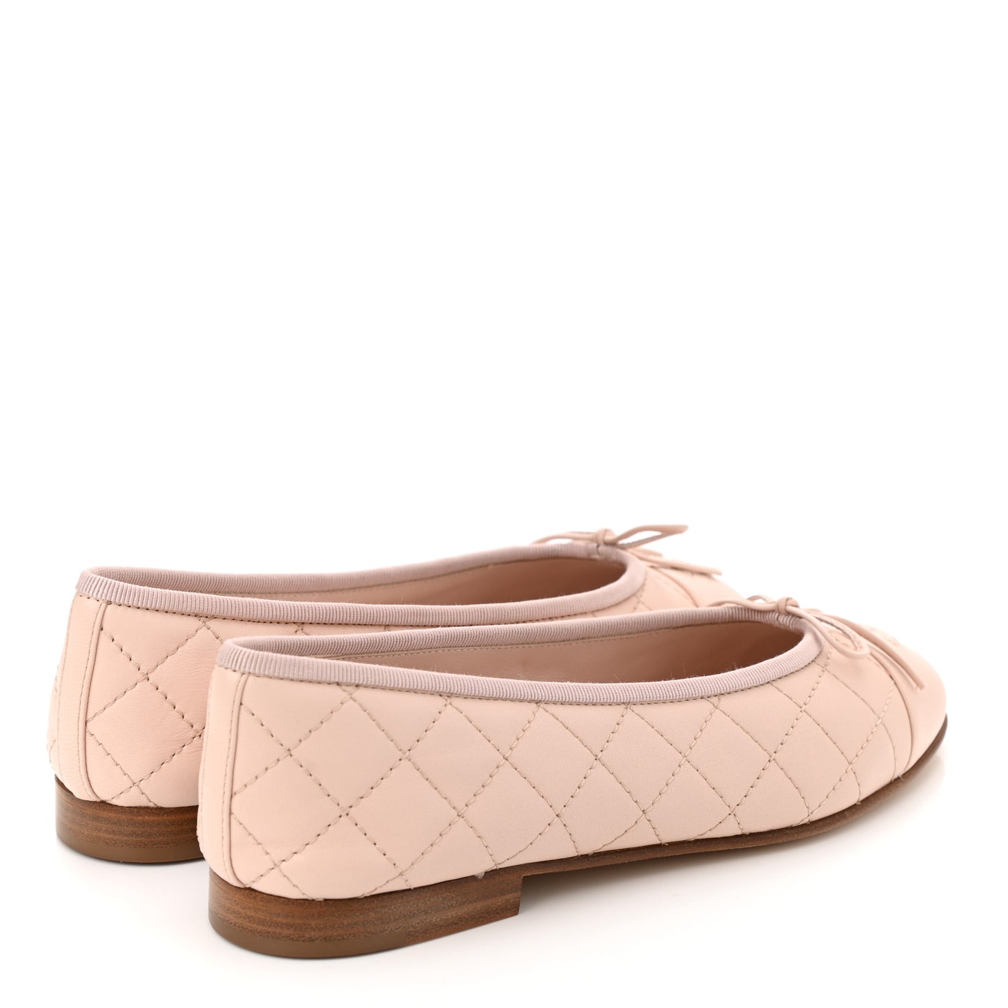 Lambskin Quilted Cap Toe Ballerina Flats 37.5 Beige