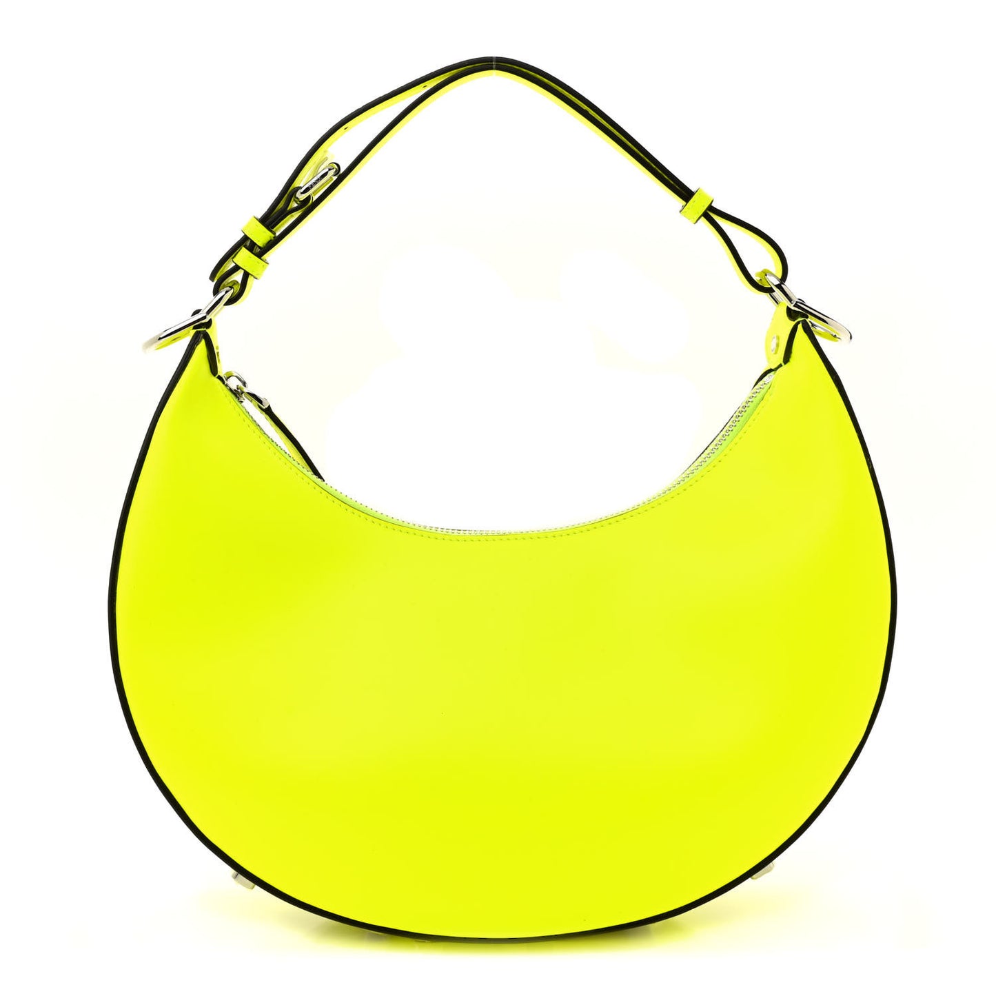 Vitello Grace Matte Small Fendigraphy Hobo Bag Neon Yellow