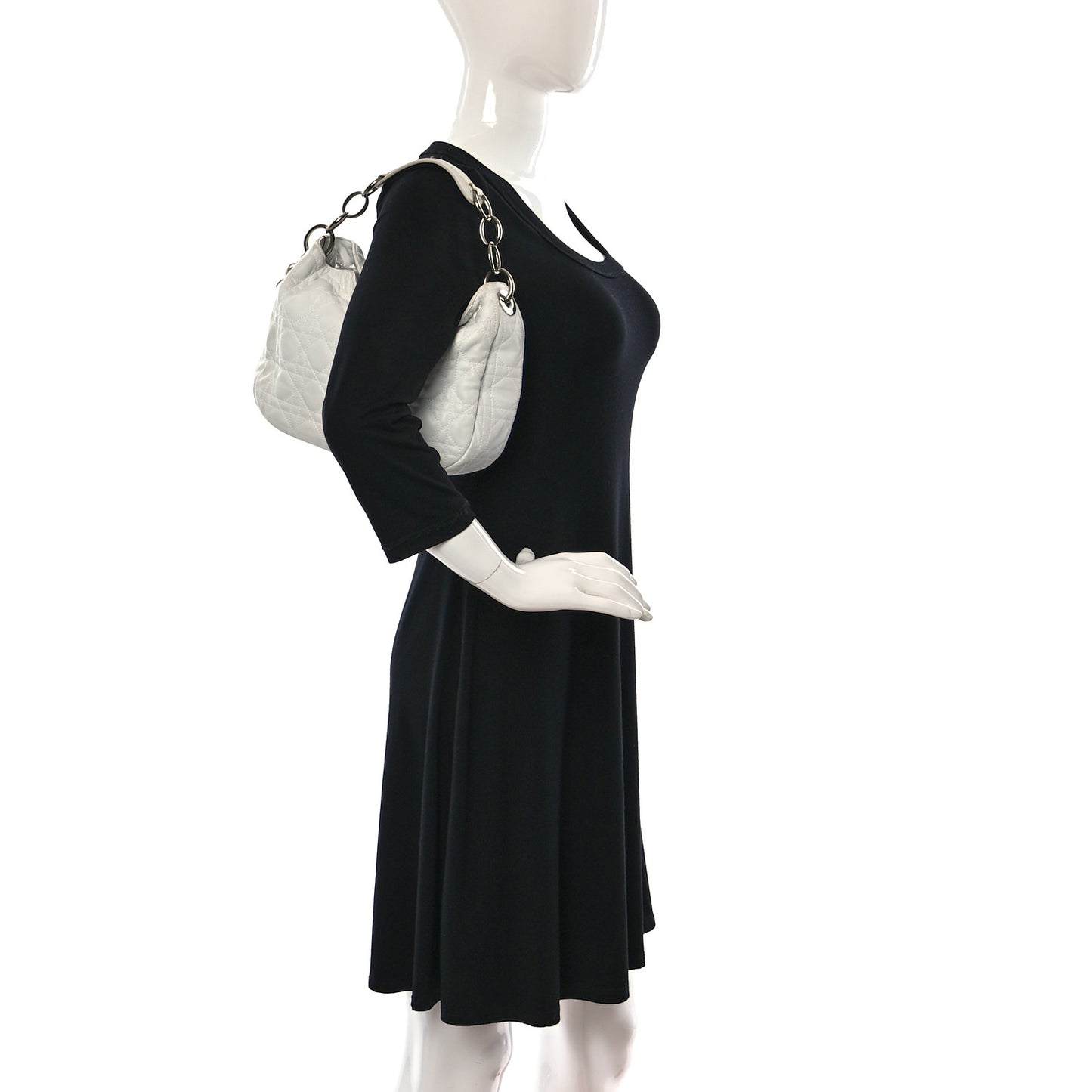 Lambskin Cannage Small Dior Soft Hobo White