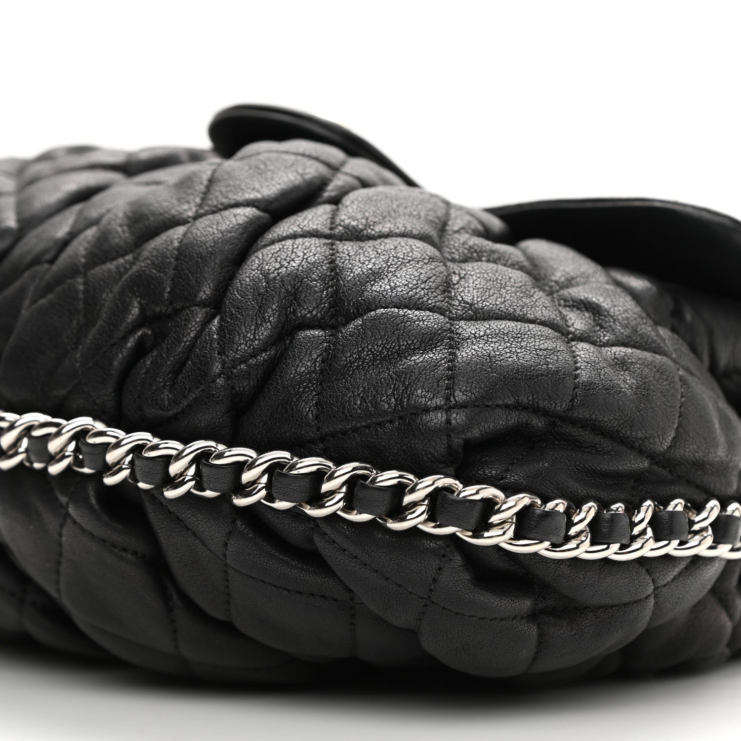 Chanel Washed Lambskin Quilted Chain Around Flap Black 9 of 10