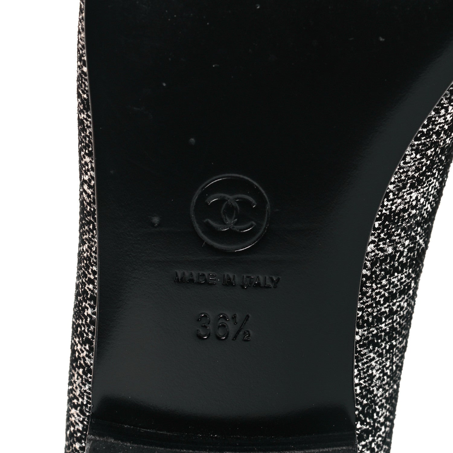 Chanel Suede Kidskin Grosgrain CC Cap Toe Ballerina Flats 36.5 Silver Black 6 of 10