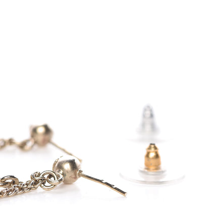 Chanel Medallion Clover CC Drop Earrings Light Gold 4 of 7
