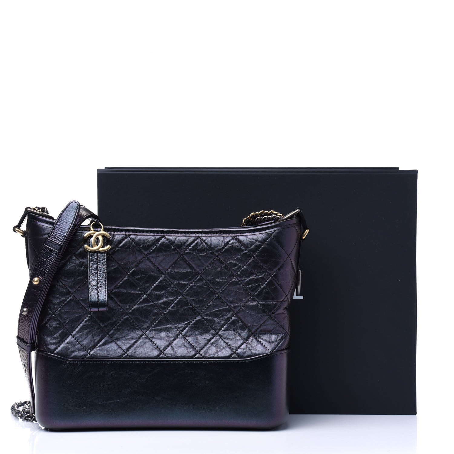Chanel Iridescent Aged Calfskin Quilted Medium Gabrielle Hobo Black 17 of 17