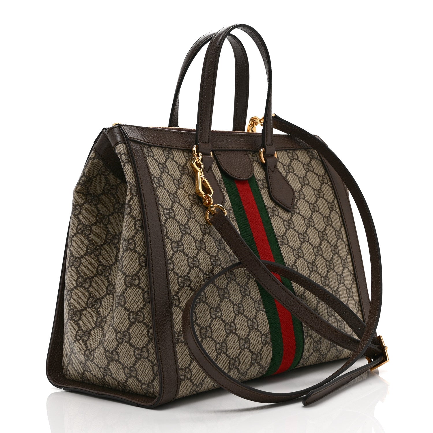 Gucci GG Supreme Monogram Web Medium Ophidia Tote Bag Brown 4 of 12