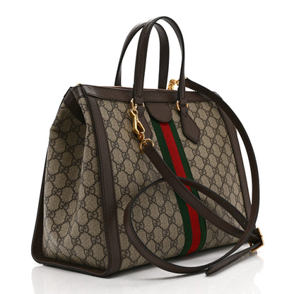 Gucci GG Supreme Monogram Web Medium Ophidia Tote Bag Brown 4 of 12