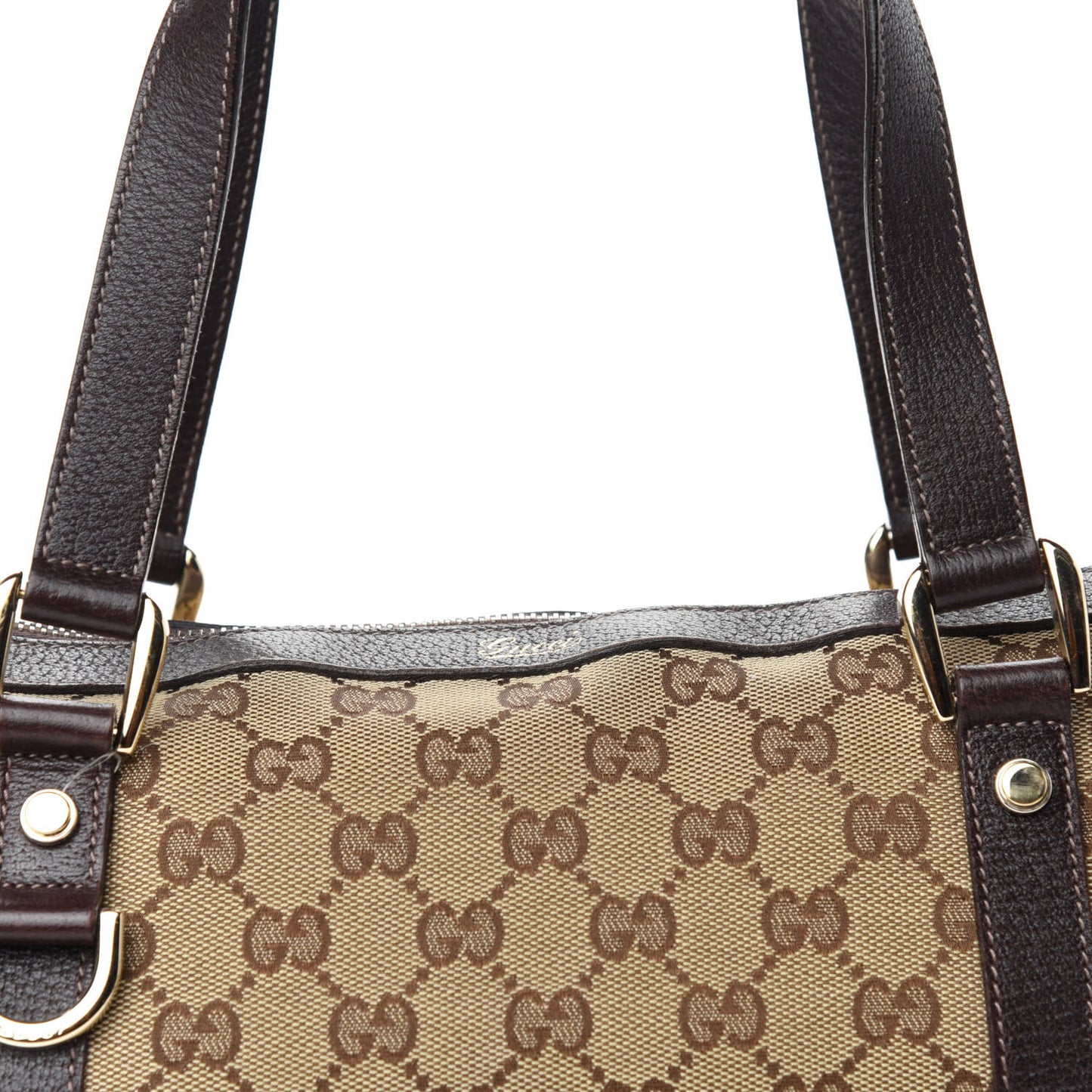 Monogram Medium Abbey Tote Dark Brown