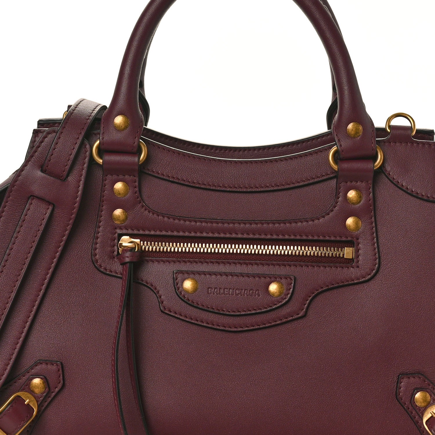 Balenciaga Smooth Calfskin Brass Hardware Neo Classic S City Burgundy 8 of 11