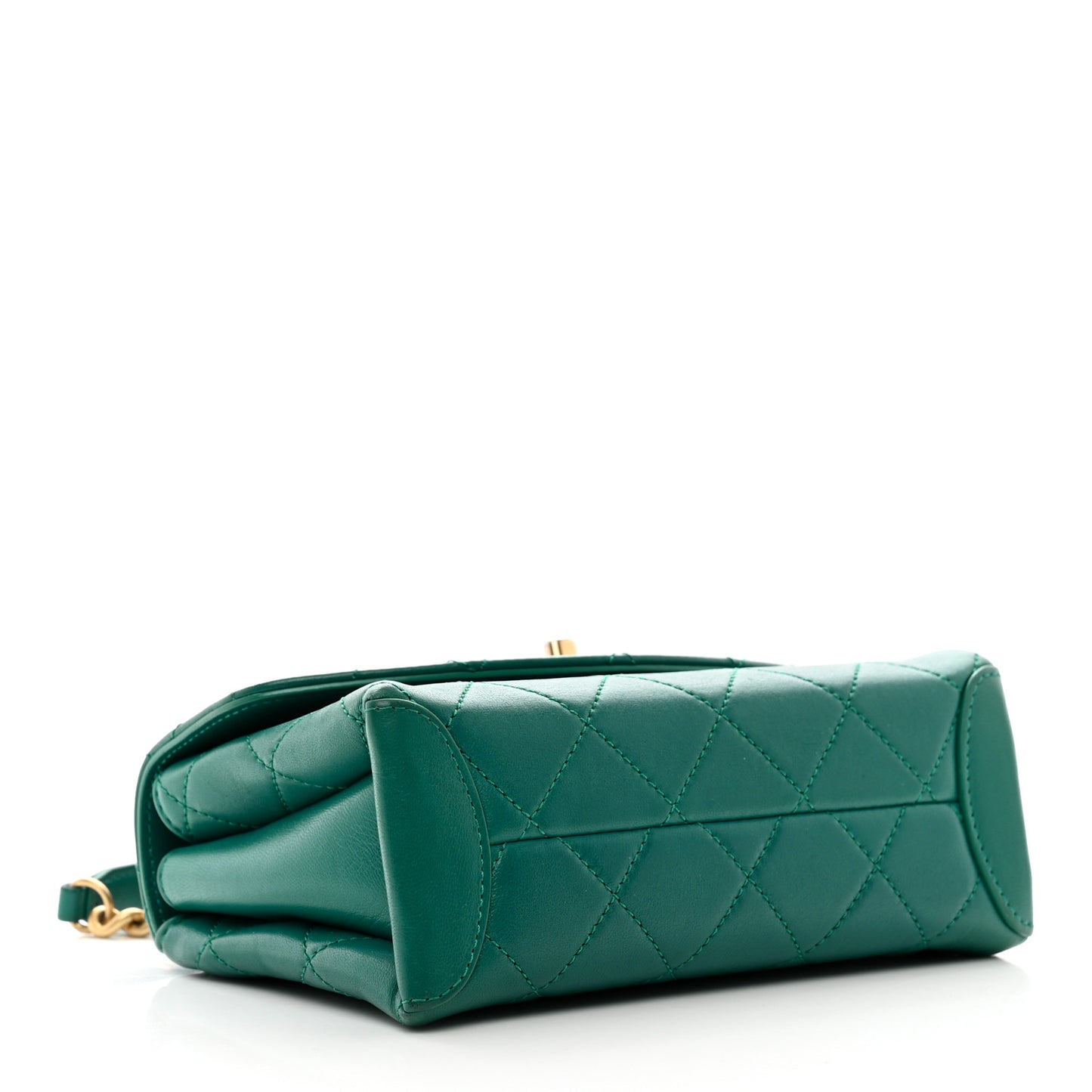 Lambskin Quilted Small Trendy Spirit Top Handle Bag Green