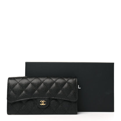 Chanel Caviar Quilted Large Gusset Flap Wallet Black 10 of 10