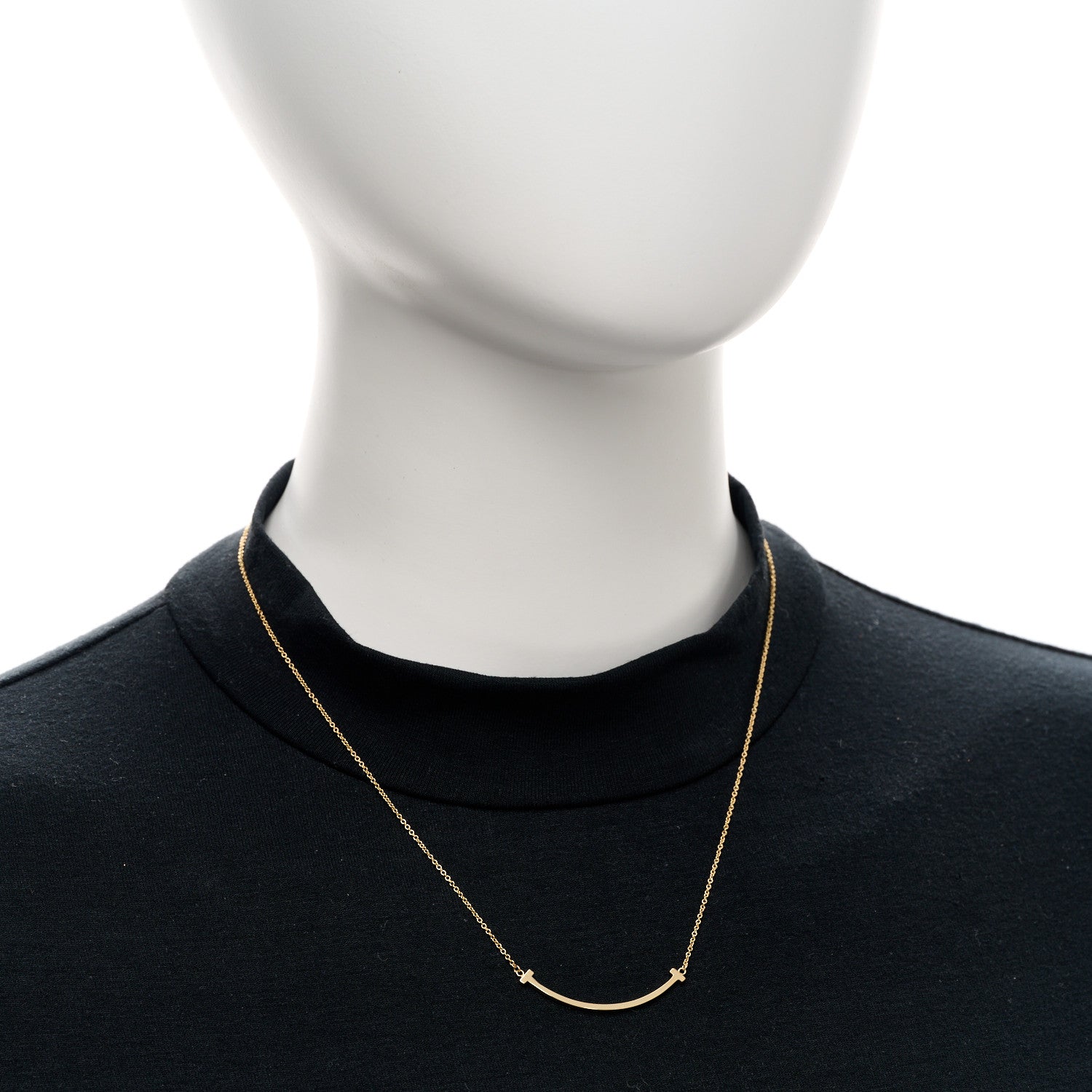Tiffany 18K Yellow Gold Small T Smile Pendant Necklace 2 of 4
