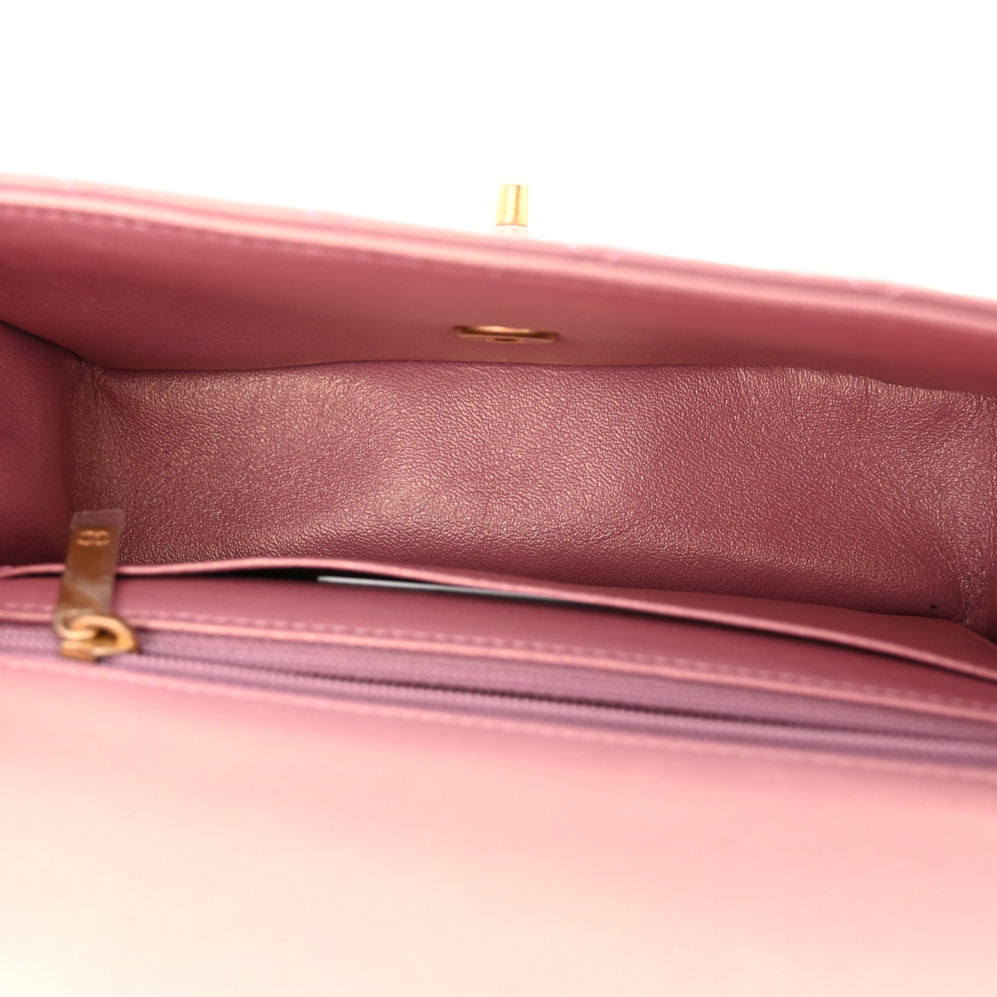 Iridescent Lambskin Quilted Mini Top Handle Rectangular Flap Pink