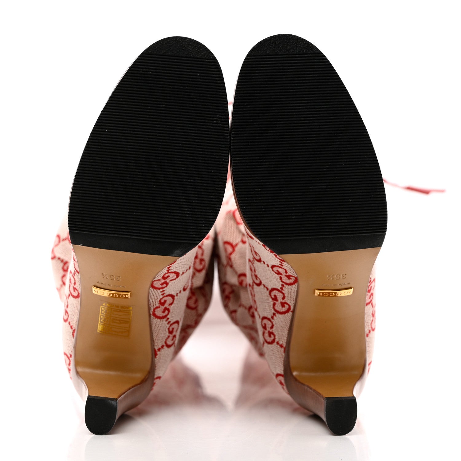 Gucci Monogram Over The Knee Boots Gardenia 35.5 Hibiscus Red 5 of 7