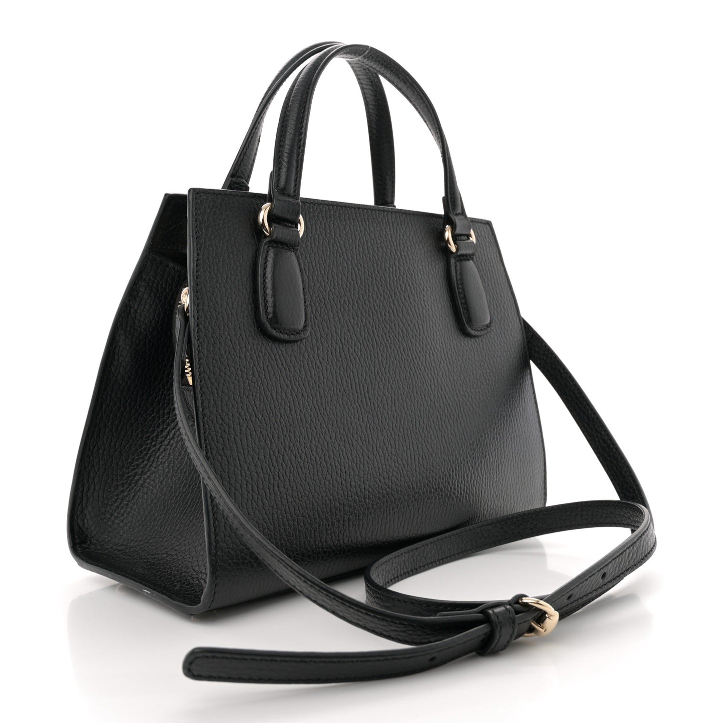 Pebbled Calfskin Medium Soho Top Handle Satchel Black