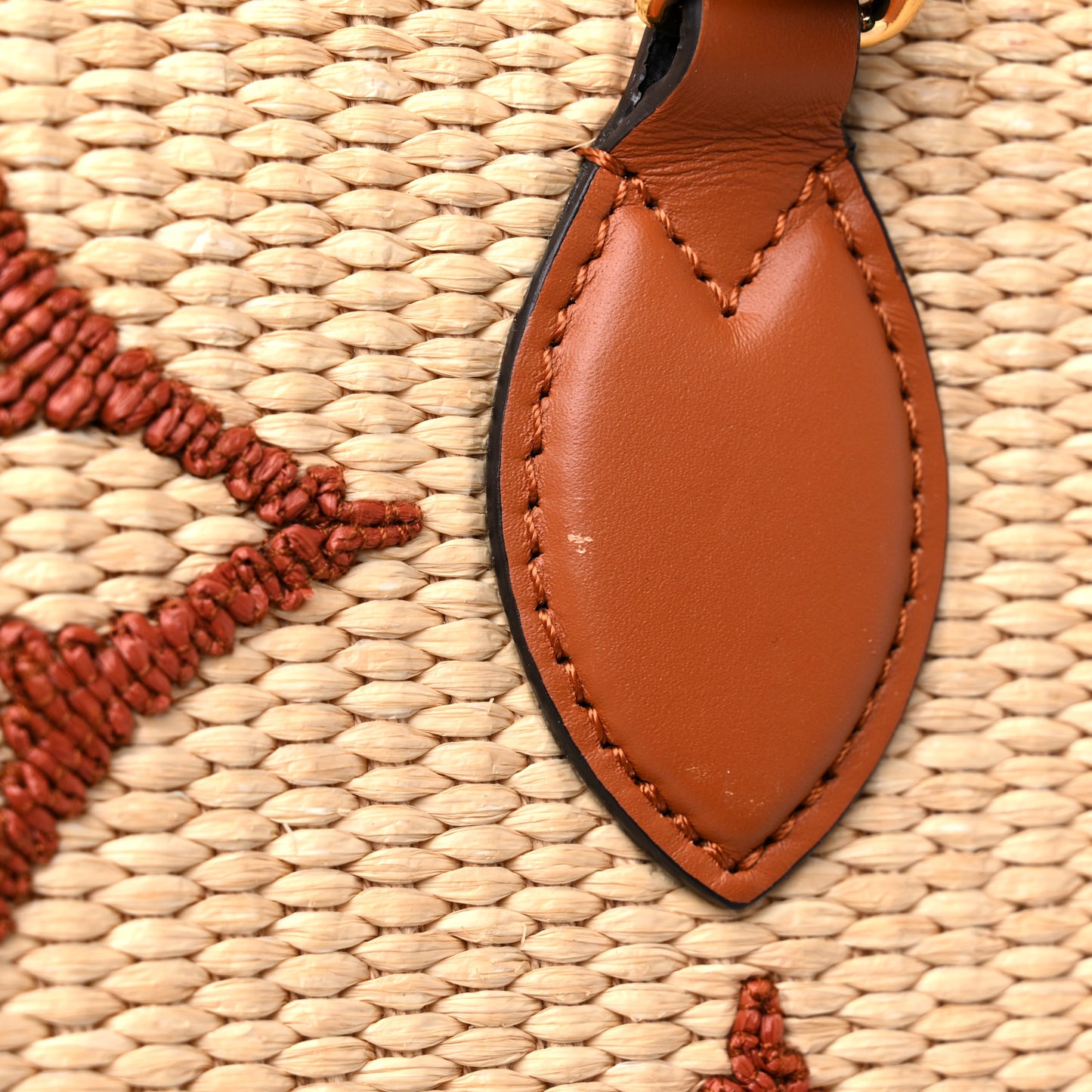 Raffia Calfskin Monogram Giant Onthego GM Tan