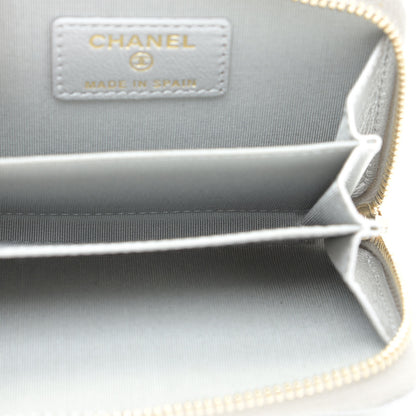 Chanel Metallic Lambskin Quilted 19 Zip Around Coin Purse Wallet Silver 6 of 11