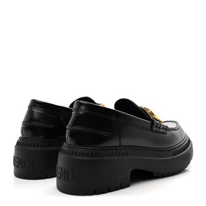 Fendi Vitello Abrasivato Fendigraphy 50mm Loafers 37 Black 5 of 10