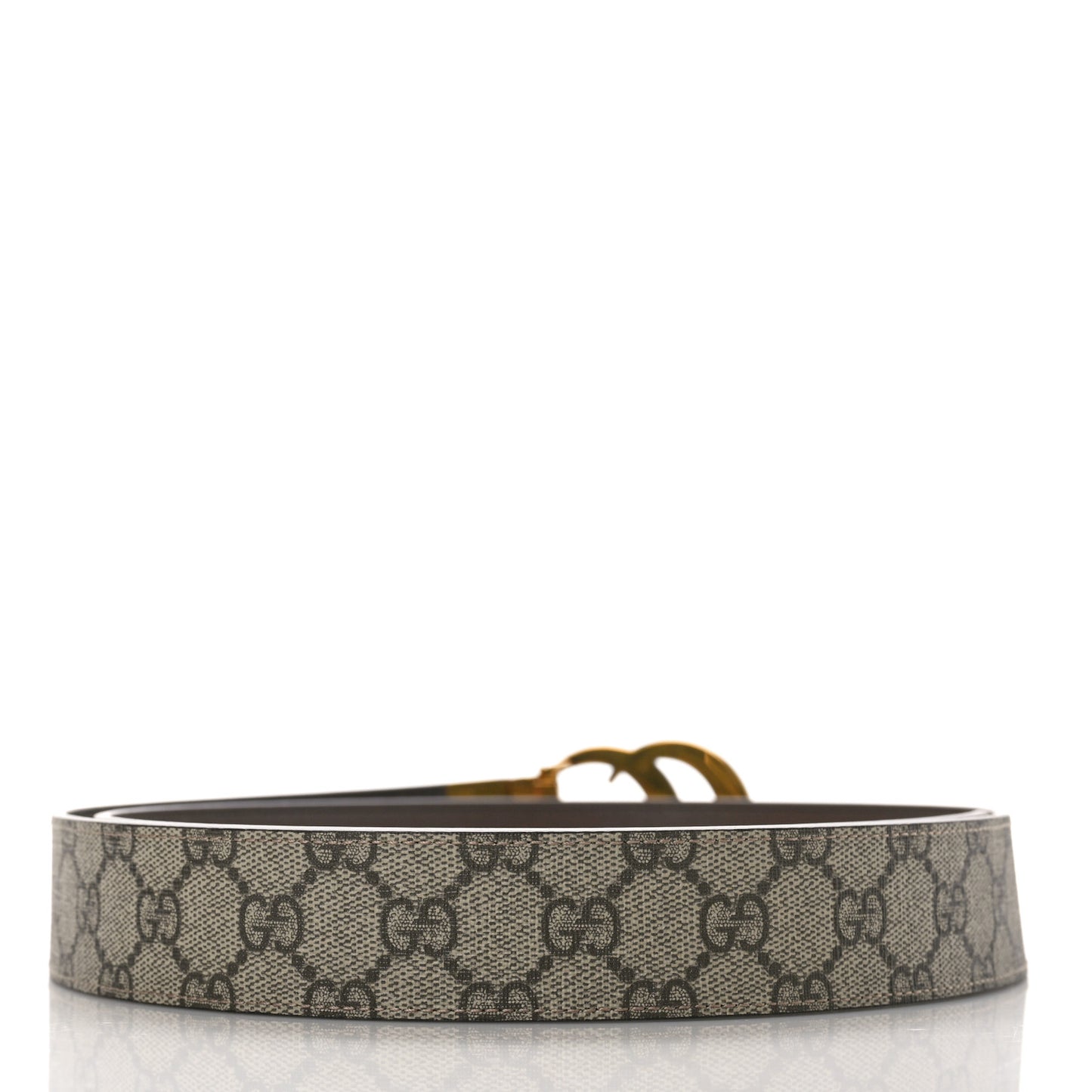 GG Supreme Monogram Plutone Calfskin Double G Reversible 37mm Belt 120 48 Beige Ebony New Acero