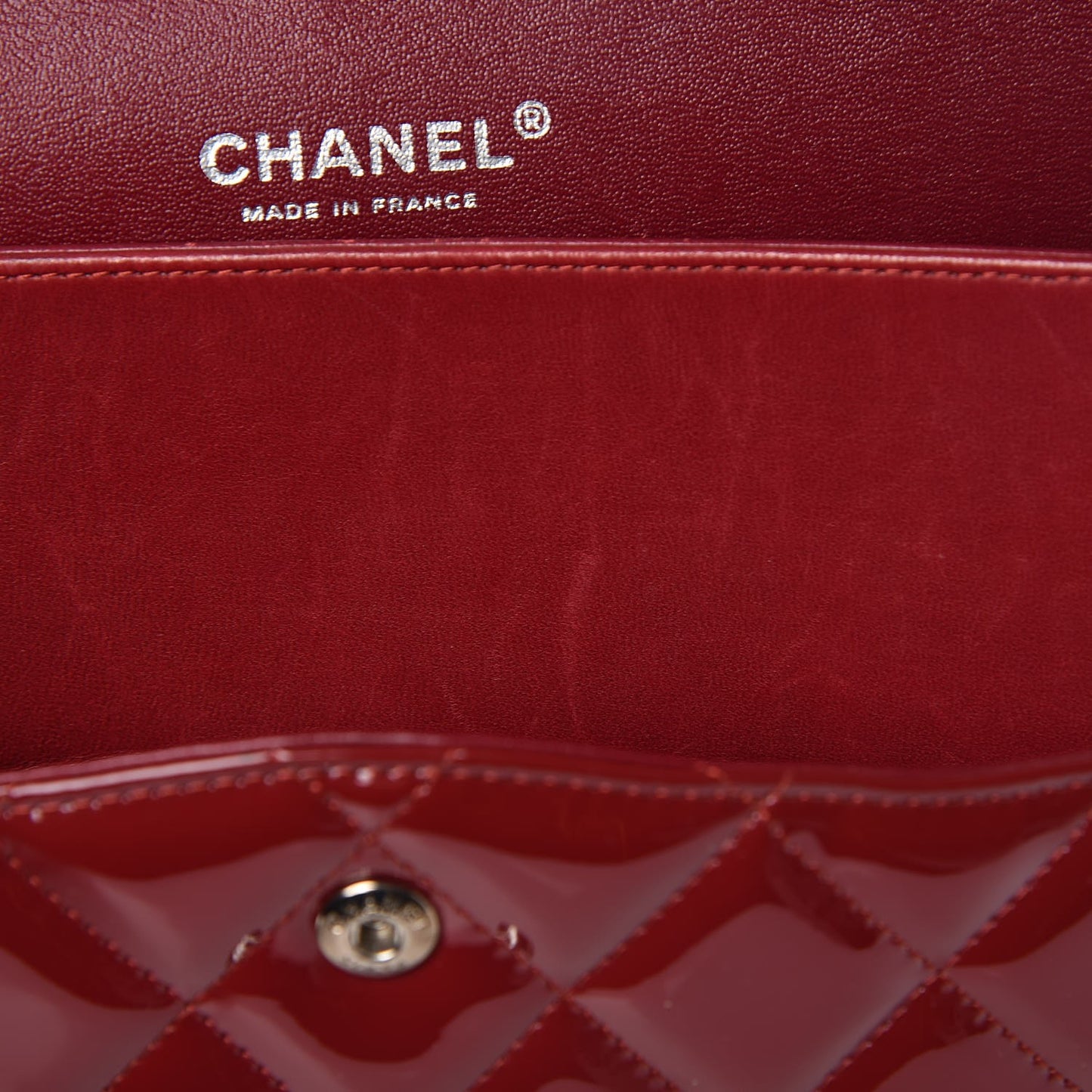 Patent Quilted Jumbo Double Flap Dark Red
