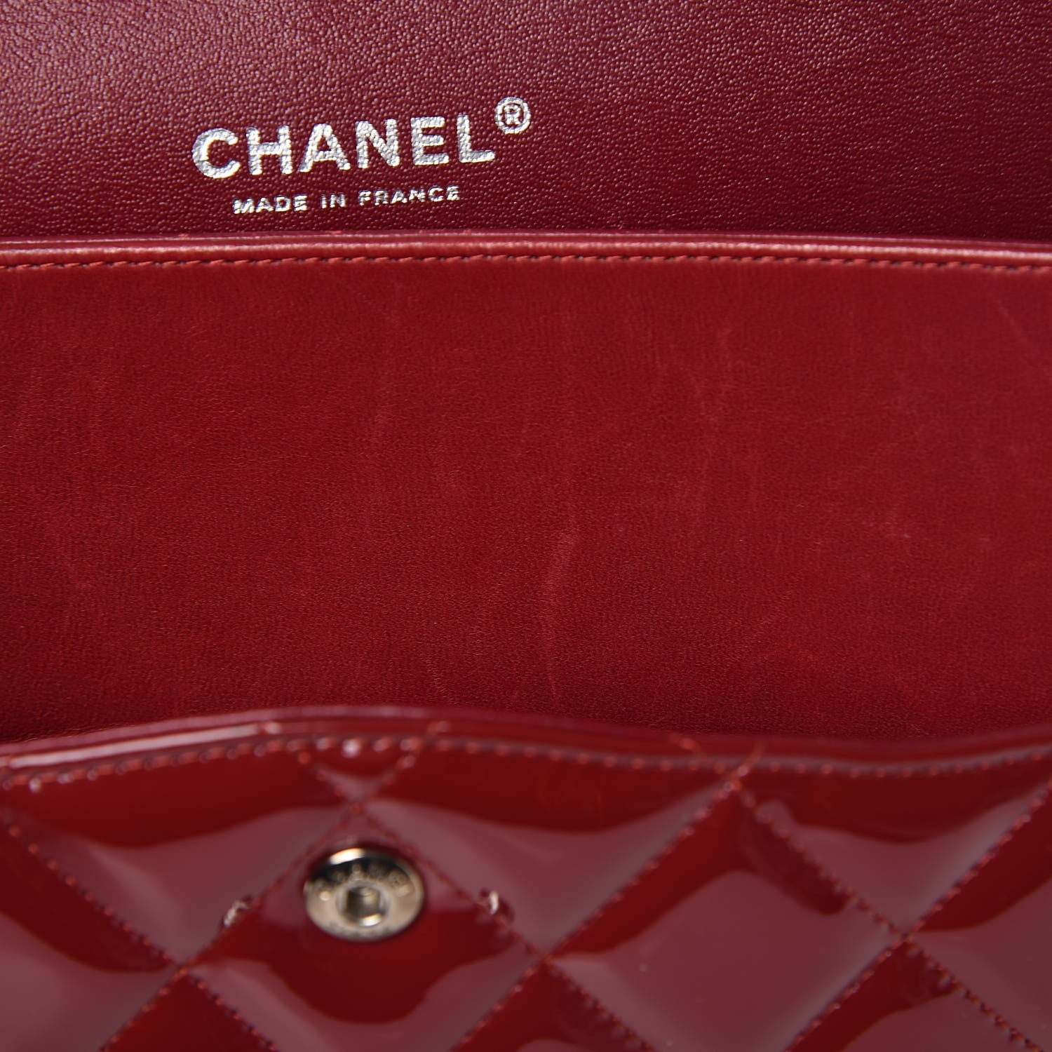 Chanel Patent Quilted Jumbo Double Flap Dark Red 9 of 13