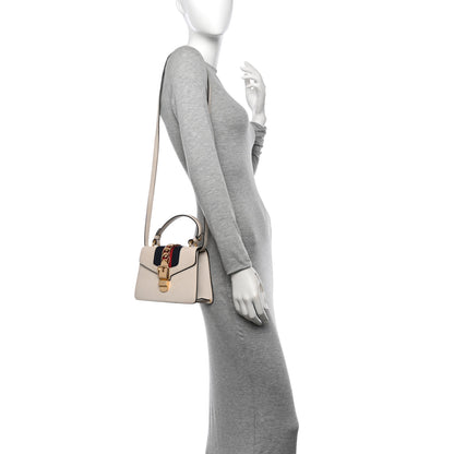 Gucci Calfskin Mini Sylvie Top Handle Bag White 2 of 13