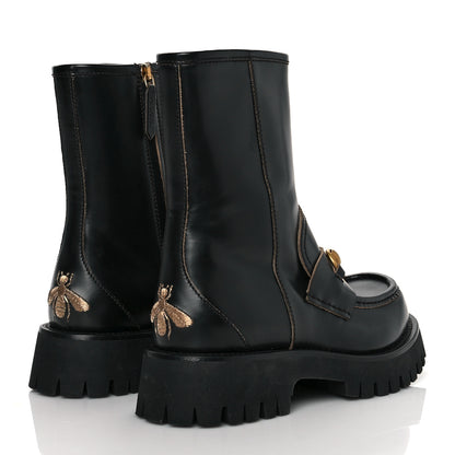 Gucci Cordovan Lux Womens Harald Horsebit 25mm Platform Boots 38.5 Black 4 of 10