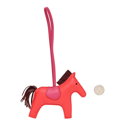 Hermes Milo Lambskin Grigri Rodeo Horse Bag Charm GM Rose Jaipur Shocking Rouge H 2 of 4