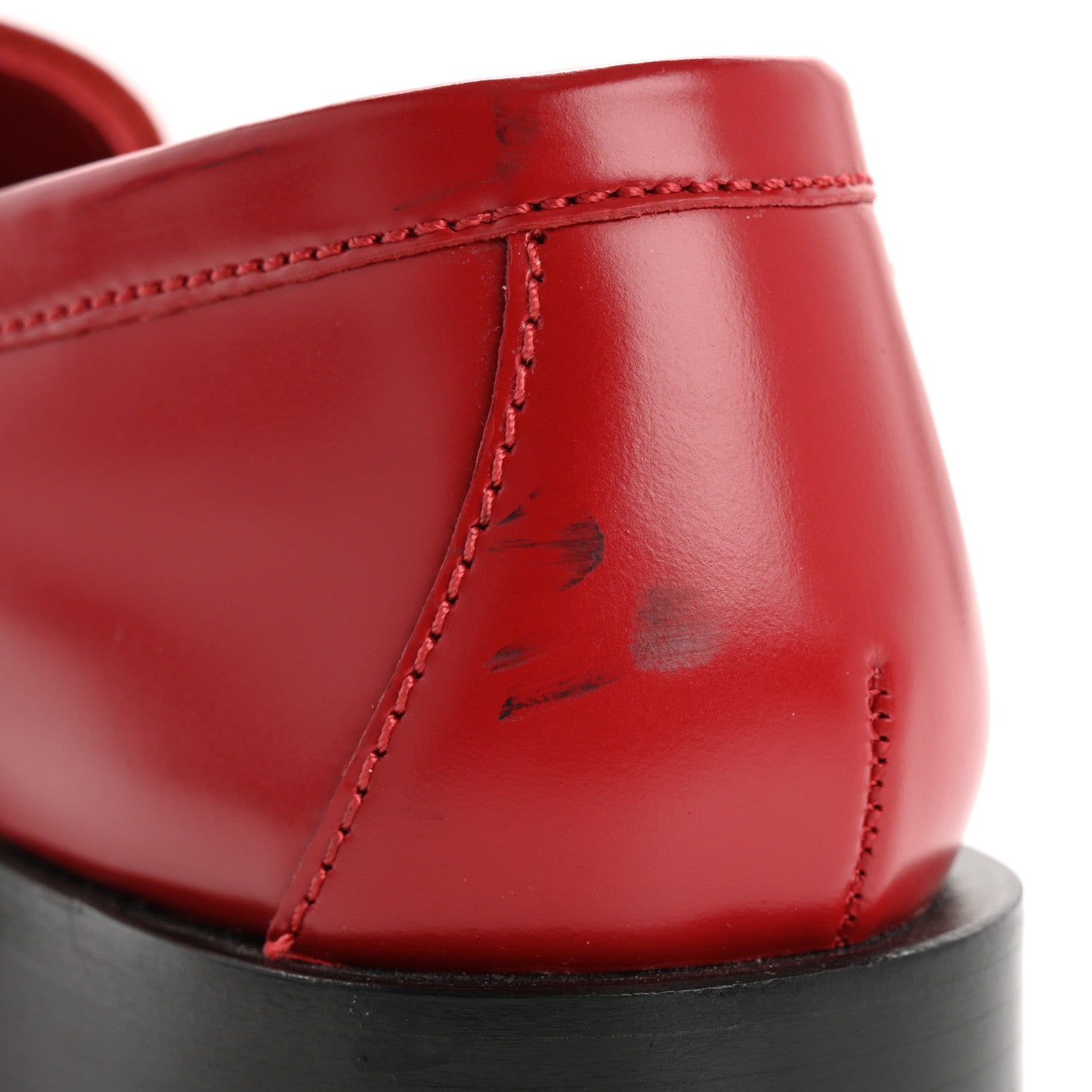 Prada Spazzolato Metal Triangle Logo 20mm Loafers 38 38 Scarlotto 14 of 18