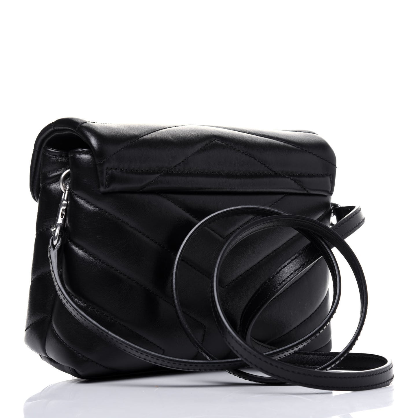 Calfskin Y Quilted Monogram Toy Loulou Crossbody Bag Black