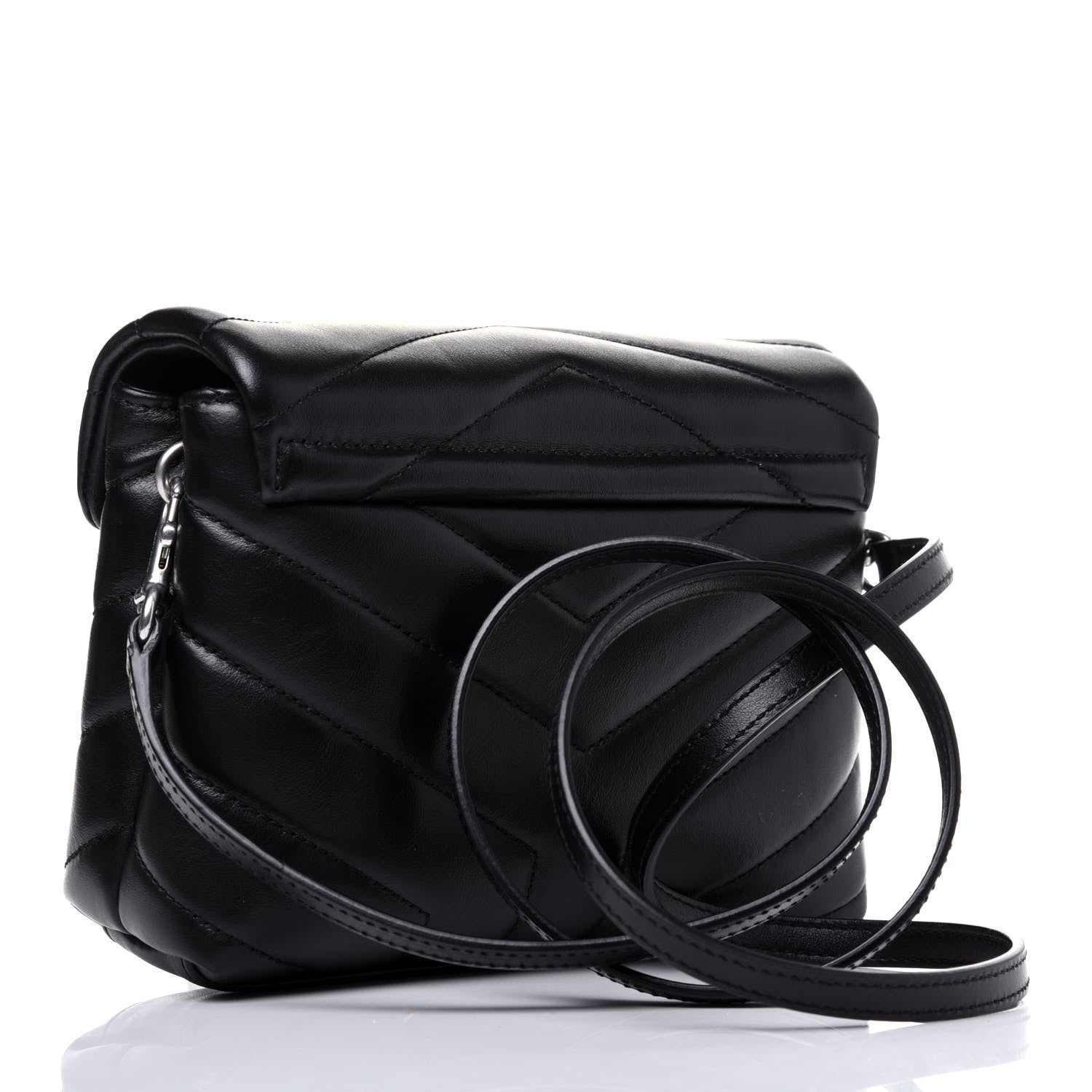 Saint Laurent Calfskin Y Quilted Monogram Toy Loulou Crossbody Bag Black 3 of 16