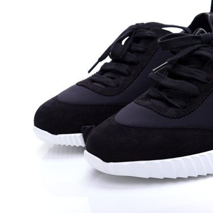 Hermes Technical Jersey Suede Goatskin Bouncing Sneakers 36.5 Black White 6 of 13