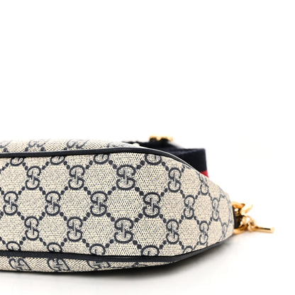 Gucci GG Supreme Monogram Textured Dollar Calfskin Web Small Ophidia GG Handbag Beige Blue 9 of 10