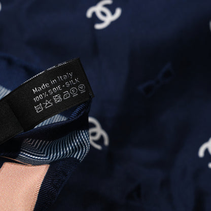 Chanel Silk Bow CC Square Scarf Blue Multicolor 4 of 4