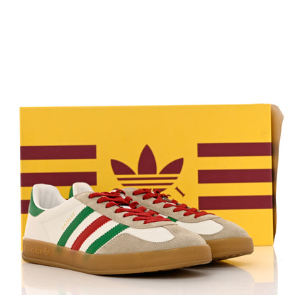 Gucci X ADIDAS Suede Madeira Demetra Mens Gazelle Sneakers 10 Oatmeal White New Shamarock Hibiscus Red 10 of 10