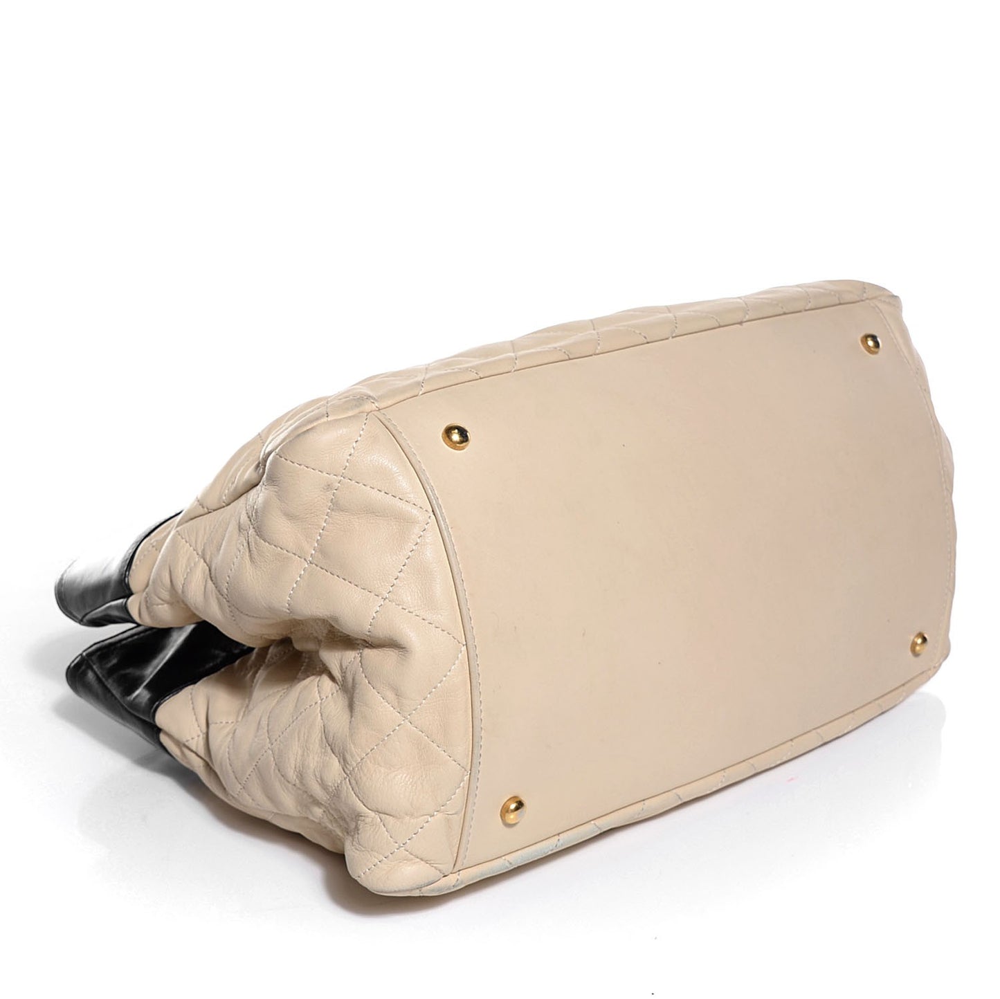 Calfskin In The Mix Shopping Tote Beige Black