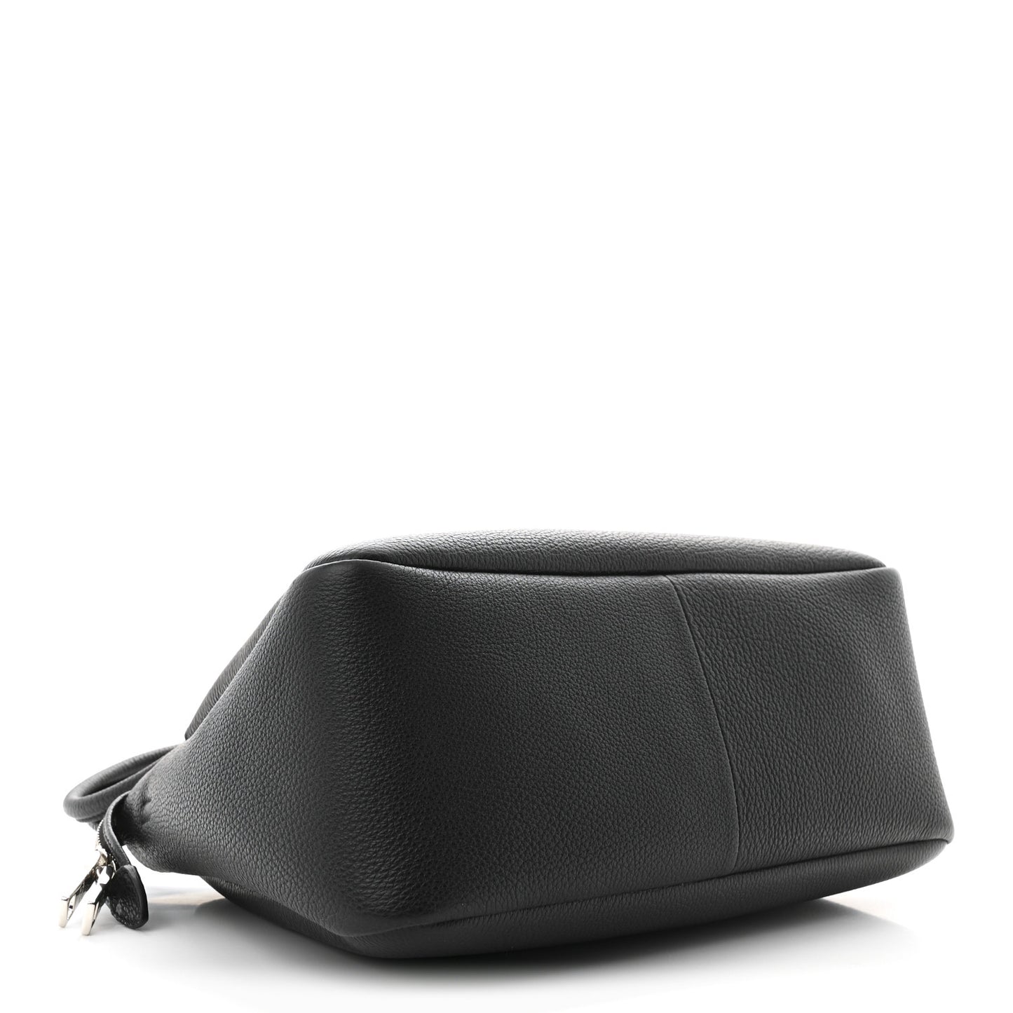 Vitello Daino Soft Medium Zippered Top Handle Bag Black