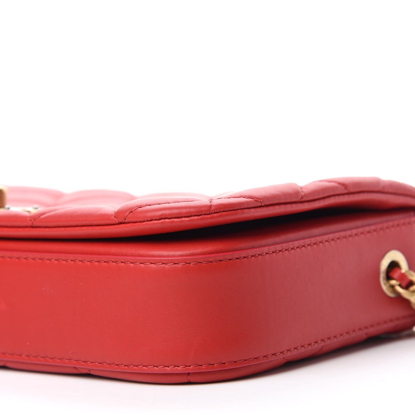 Calfskin Quilted Nailed CC Flap Bag Red