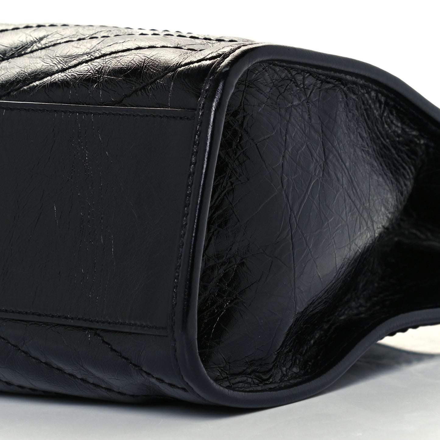 Crinkled Calfskin Matelasse Monogram Medium Niki Shopper Tote Black