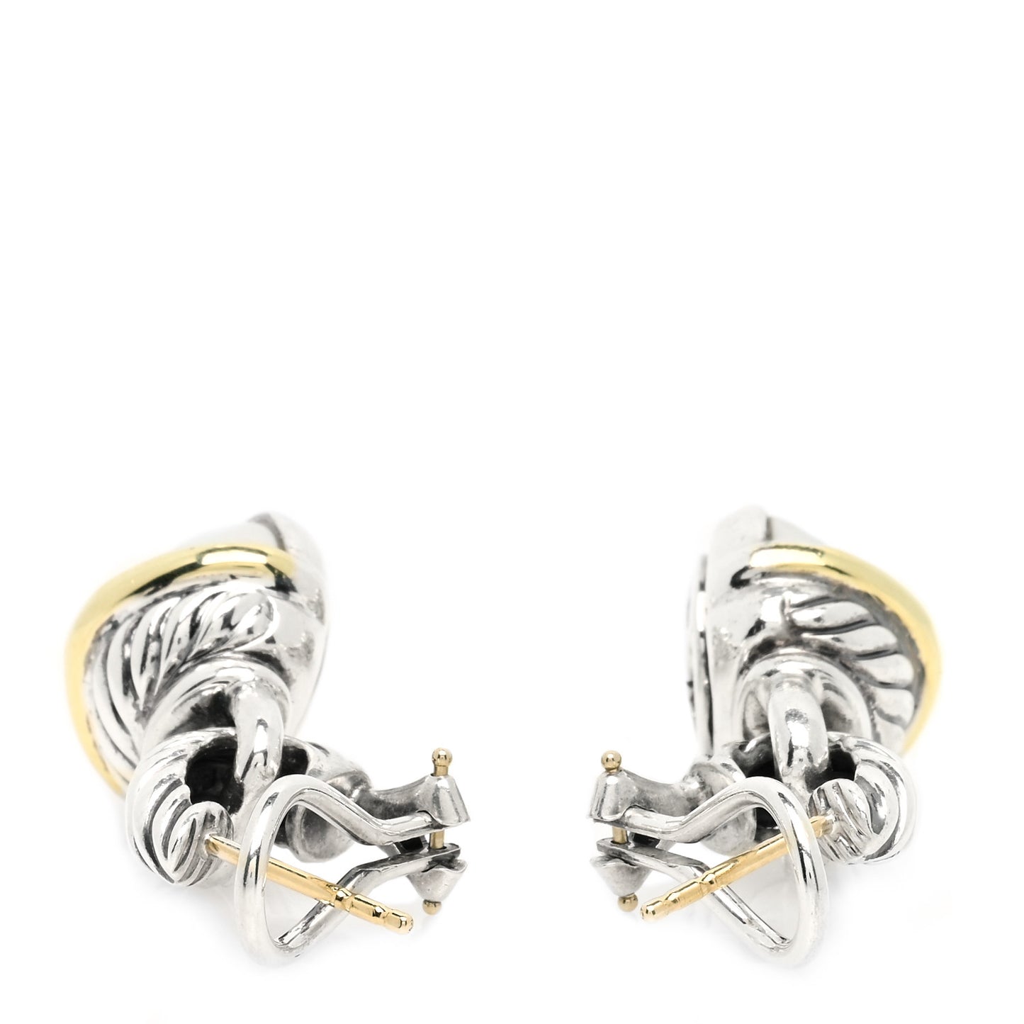 Sterling Silver 14K Yellow Gold Pearl Cable Drop Earrings