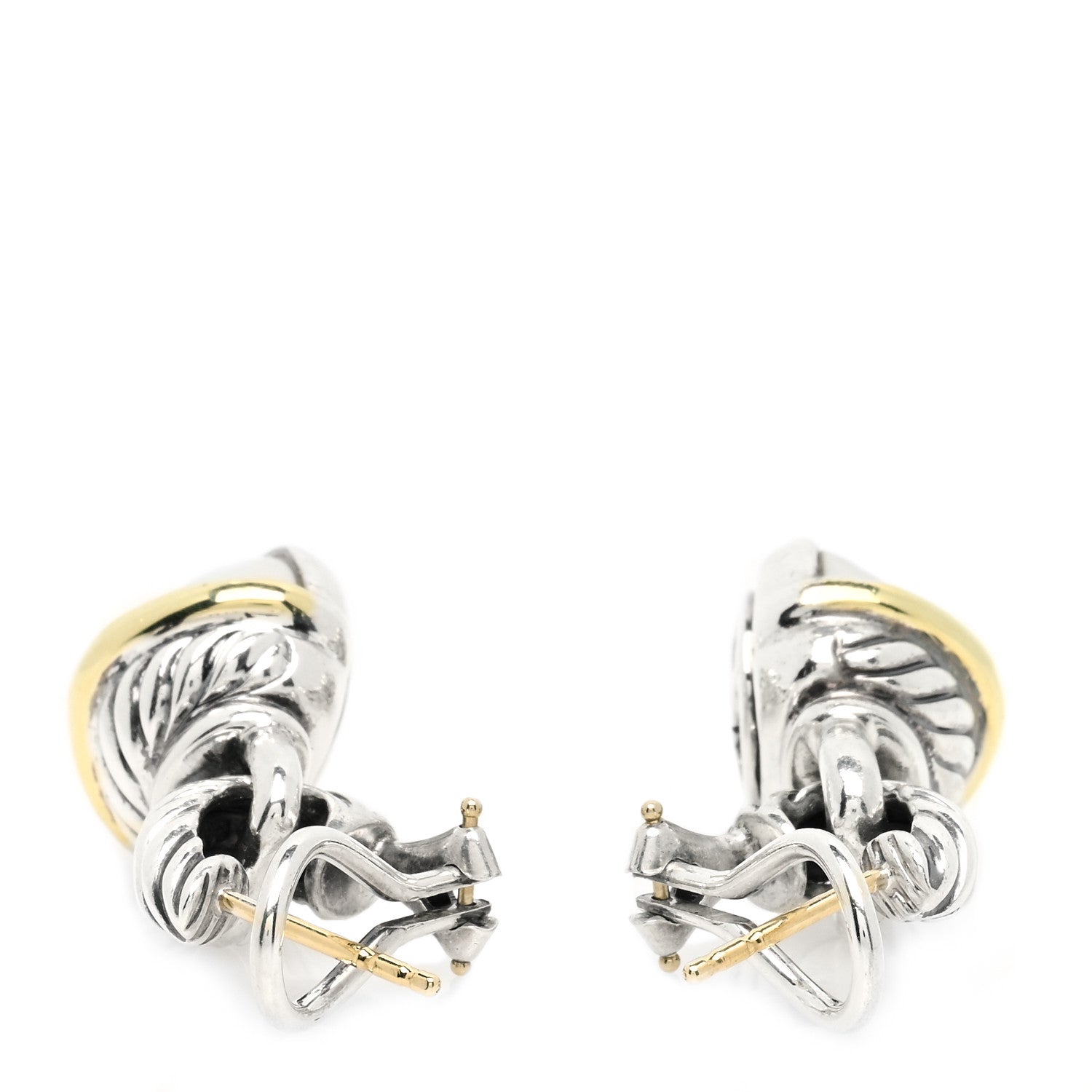 David Yurman Sterling Silver 14K Yellow Gold Pearl Cable Drop Earrings 3 of 4