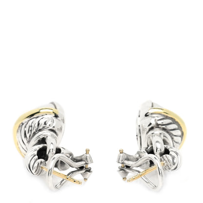 David Yurman Sterling Silver 14K Yellow Gold Pearl Cable Drop Earrings 3 of 4